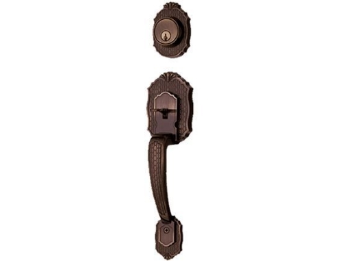 Picture of Ezset Handleset Entrance Peacock 1c Deadbolt Antique Brass