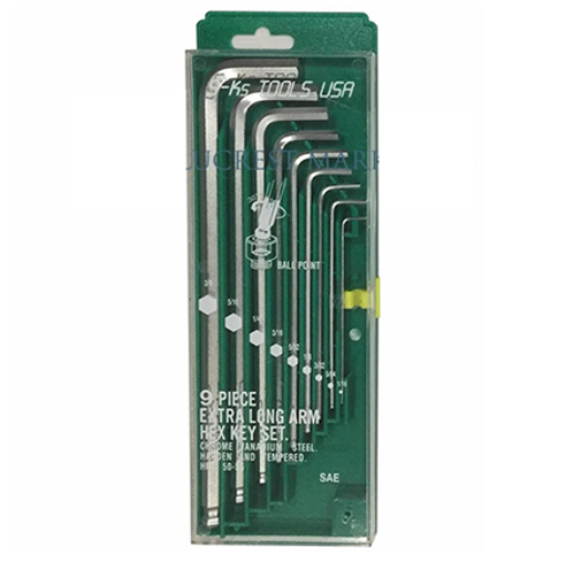 Picture of S-Ks Tools USA 043-9VC Extra Long Arm Ball Point Allen Wrench Set (Silver) - Metric Size