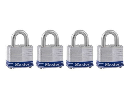 Picture of Master Lock 40MM 19MM Shackle, 4 Pieces Key-Alike Laminated Steel Padlock, MSP3008D