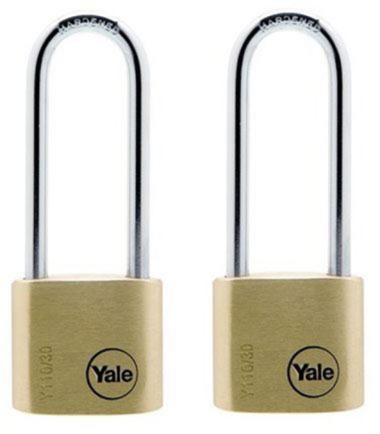 Picture of Yale Classic Series Outdoor Solid Brass Long Shackle Padlock 30mm with Multi-pack - Y110/30/150/2