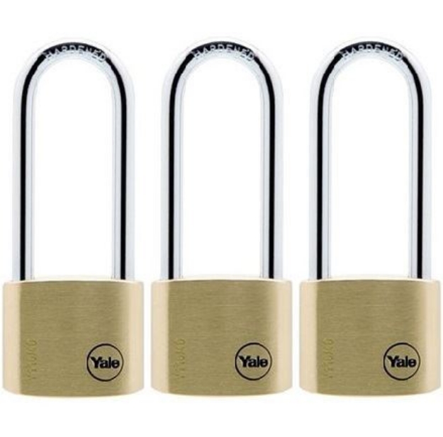 Picture of Yale Classic Series Outdoor Solid Brass Long Shackle Padlock 40mm with Multi-pack - Y110/40/163/3