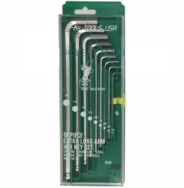 Picture of S-Ks Tools USA 043-9VHC Extra Long Arm Ball Point Allen Wrench Set (Silver) - Inches Size