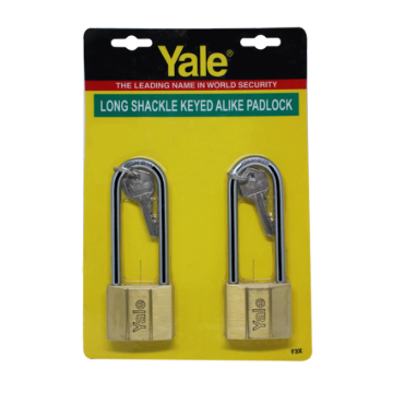 Picture of Yale V140.50 LS90 KA2, Long Shackle Brass Padlocks 140 Series Key Alike 2, V14050LS90