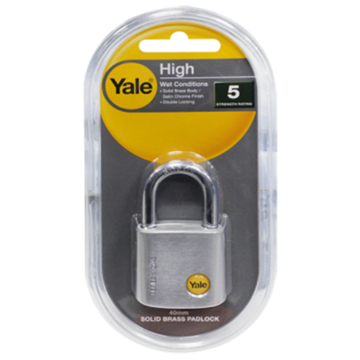 Picture of Yale Y120/40/125/1, Solid Brass Padlock, Satin Chrome 40mm, Y120401251