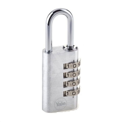 Picture of Yale YE3C/28/4/126/1/S, Aluminum Combination Padlock, Silver, YE3C2841261S