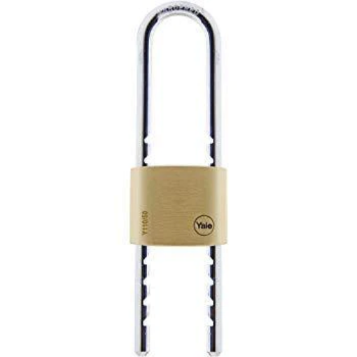 Picture of YALE CLASSIC SERIES HARDENED STEEL ADJUSTABLE SHACKLE NATURAL SOLID BRASS PADLOCK 51MM-YL-H-Y110/50/155/1