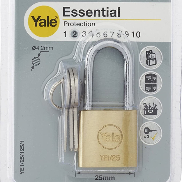Picture of Yale YE1/25/125/1, Long Shackle Brass Padlock, YE1251251