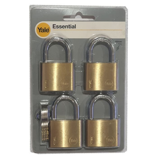 Picture of Yale YE1/40/122/4, Essential Series Indoor Solid Brass Padlock 40mm, YE1401224