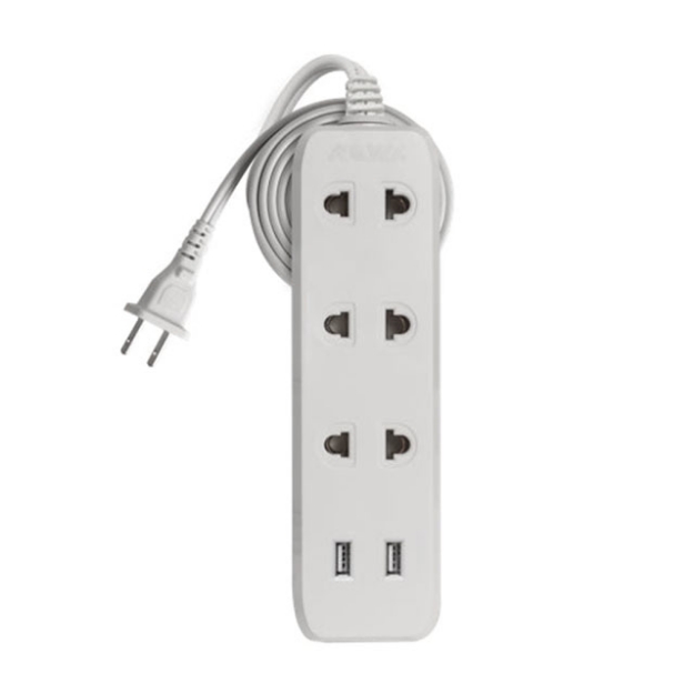 3 Gang Universal Extension Cord with 2 USB Ports	