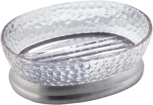 Picture of INTERDESIGN RAIN SOAP DISH 5X3.75 CLEAR/BRUSHED STAINLESS STEEL